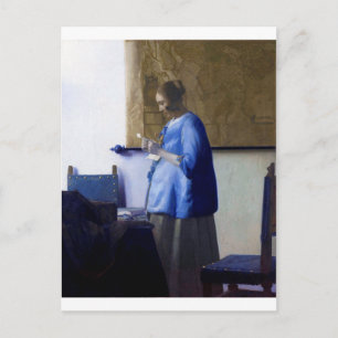 Cartão Postal Mulher em azul, Johannes Vermeer