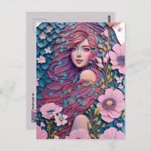 Mulher em flores pastel, Posto