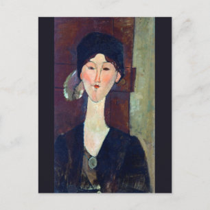Cartão Postal Mulher em frente à porta por Amedeo Modigliani