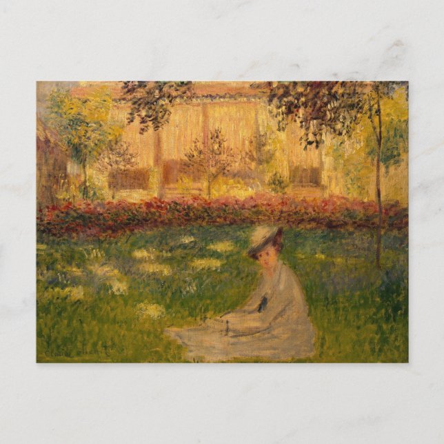 Cartão Postal Mulher em um jardim, 1876 de Claude Monet | (Frente)