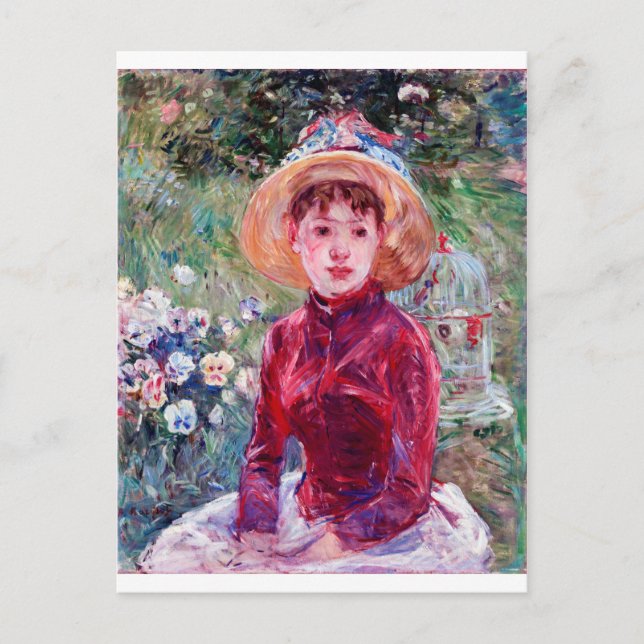 Cartão Postal Mulher em Vermelho, Berthe Morisot (Frente)