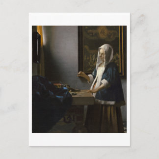 Cartão Postal Mulher Equilibra Johannes Vermeer