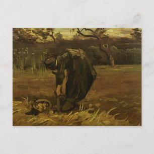 Cartão Postal Mulher escavando batatas Van Gogh Belas Artes