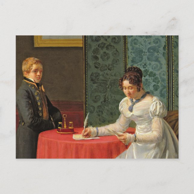 Cartão Postal Mulher Escrevendo uma letra (Frente)