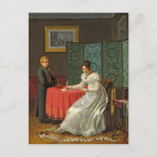 Cartão Postal Mulher Escrevendo uma letra