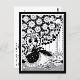 Cartão Postal Mulher extravagante do Rococo Art russo Nouveau