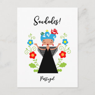 Cartão Postal Mulher fada cantora de caravela portuguesa