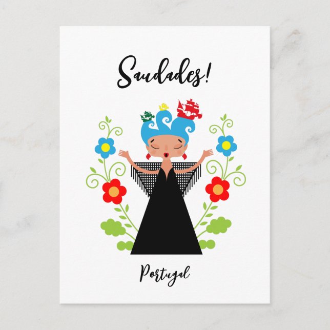 Cartão Postal Mulher fada cantora de caravela portuguesa (Frente)