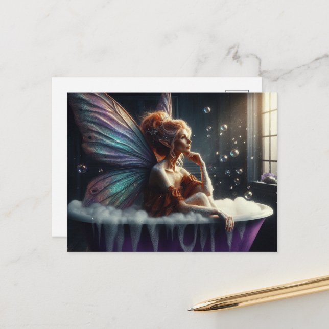 Cartão Postal Mulher fada no banho de Bubbleba (Frente/Verso In Situ)