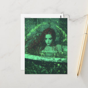 Cartão Postal Mulher Fantasia Bonita com Cabelo Vermelho na Banh