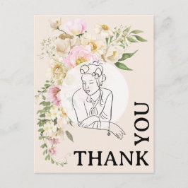 Cartão Postal Mulher Floral dos Anos 40 Agradecida ao Estilo Ant