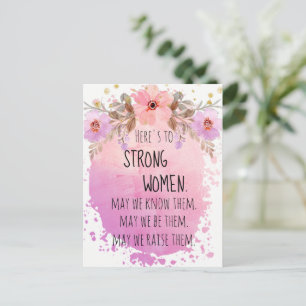 Cartão Postal Mulher Forte Lilás Rosa Floral Brilho Motivação