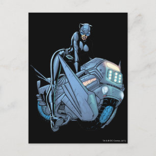 Cartão Postal Mulher-gato e bicicleta