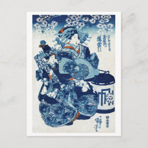 Cartão Postal Mulher Geisya Japonesa, Kuniyoshi, Ukiyo-e
