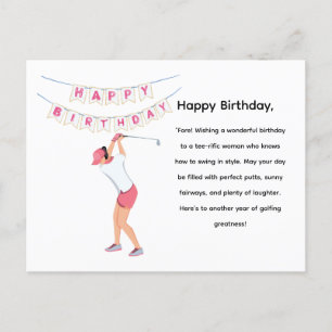 Cartão Postal Mulher Golfista de Golfe está Jogando Golfe