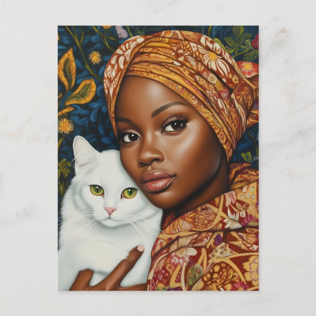 Cartão Postal Mulher Graciosa com Cat (Frente)