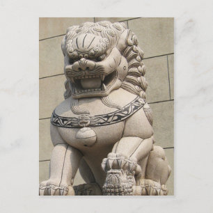 Cartão Postal Mulher Guardiã Chinesa Lion Foo 石 Cão 獅