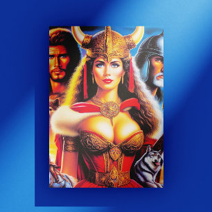 Cartão Postal Mulher Guerreira Viking Vintage