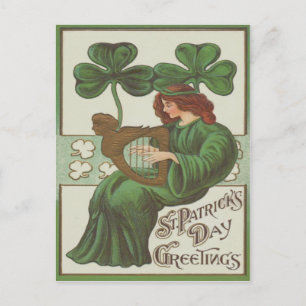 Cartão Postal Mulher Harpa de Erin Shamrock