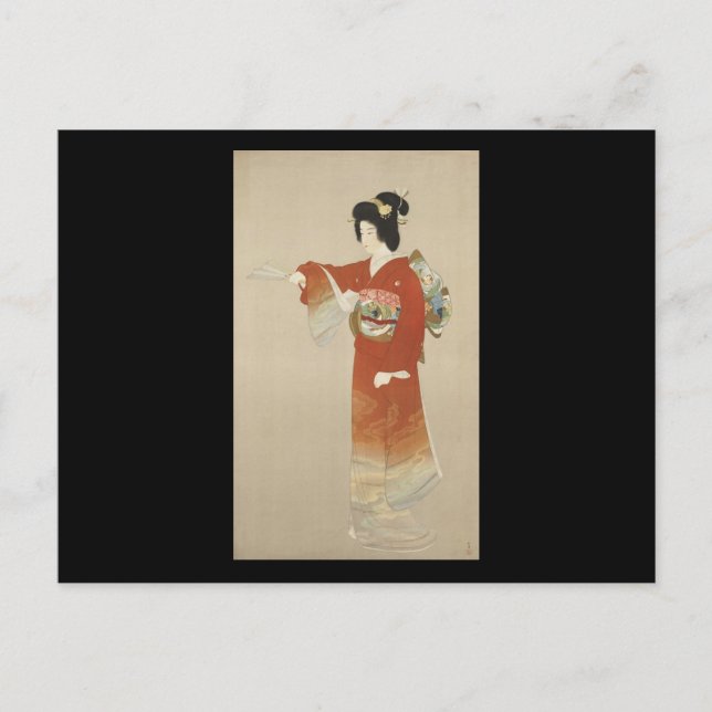 Cartão Postal Mulher Japonesa Em Kimono (Frente)