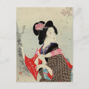 Cartão Postal Mulher japonesa Lady Suzuki Kason Sakura Japão Ar