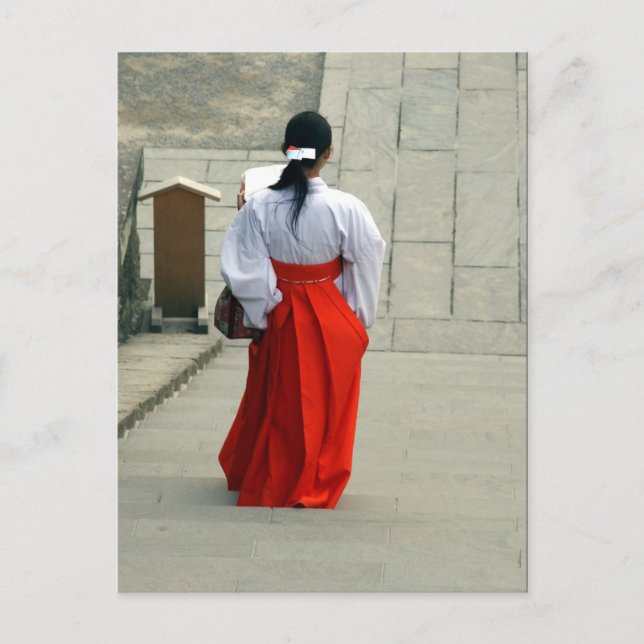 Cartão Postal mulher japonesa vermelha (Frente)