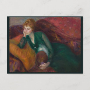 Cartão Postal Mulher jovem em verde, William James Glackens