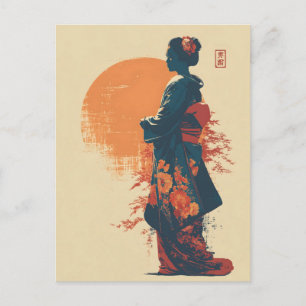 Cartão Postal Mulher kimono vintage