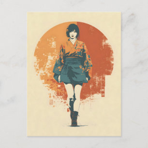 Cartão Postal Mulher kimono vintage