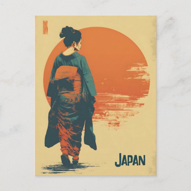 Cartão Postal Mulher kimono vintage (Frente)