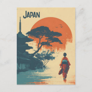 Cartão Postal Mulher kimono vintage