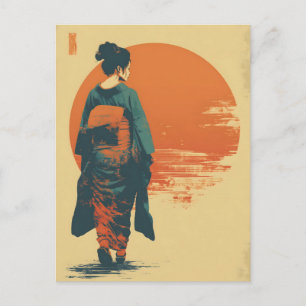 Cartão Postal Mulher kimono vintage