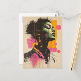 Cartão Postal Mulher Laranja Rosa
