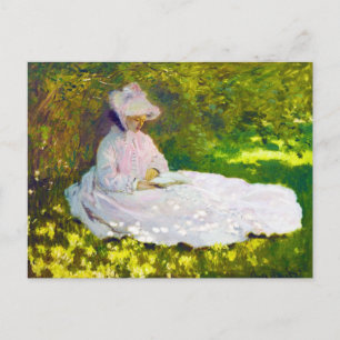Cartão Postal Mulher Leitura Claude Monet