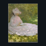 Cartão Postal Mulher Lendo Monet Springtime<br><div class="desc">Springtime 1872,  Museu de Arte Walters</div>