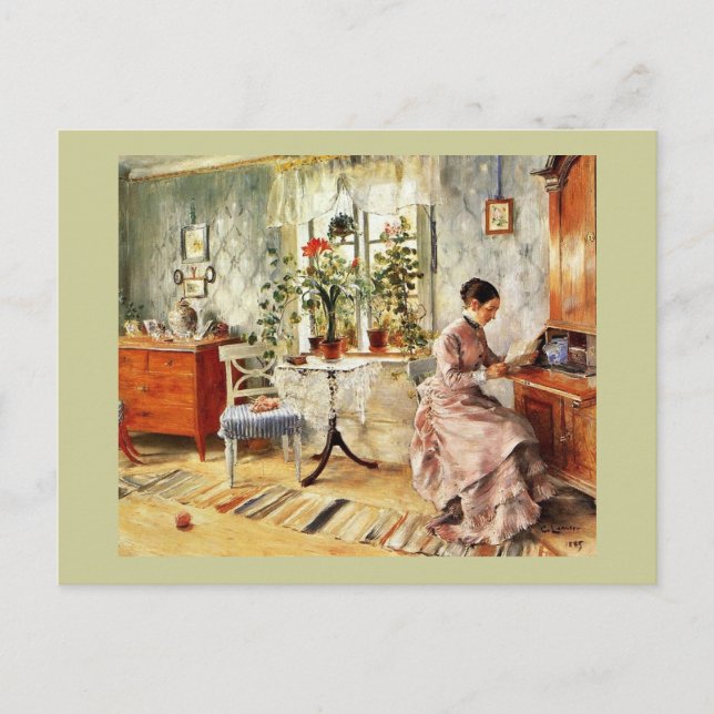 Cartão Postal Mulher Lendo uma Carta (Frente)