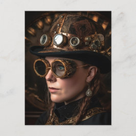 Cartão Postal Mulher Loira Moda Steampunk