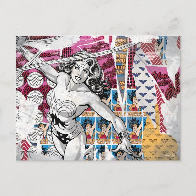 Cartão Postal Mulher-Maravilha Colagem 5 (Frente)