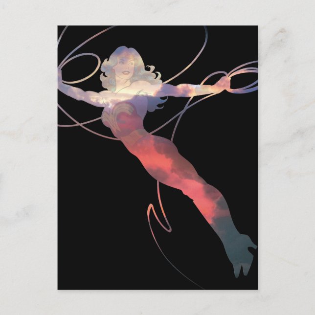 Cartão Postal Mulher Maravilha Sunset Sky Silhouette (Frente)