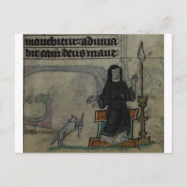 Cartão Postal Mulher medieval a girar com gato
