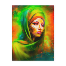 Mulher mística em cores neonárias