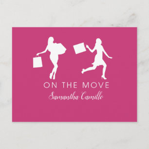 Cartão Postal Mulher Movendo Anúncio Cinza Preta Rosa Rosa