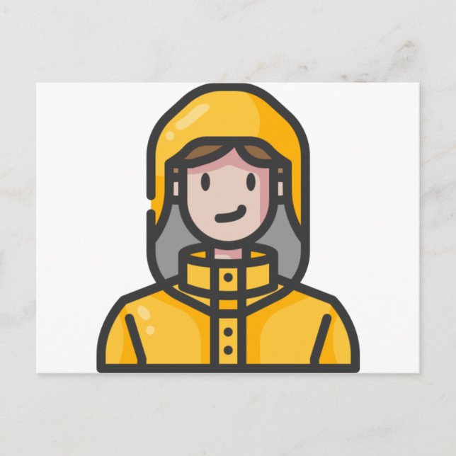 Cartão Postal mulher na capa de chuva (Frente)