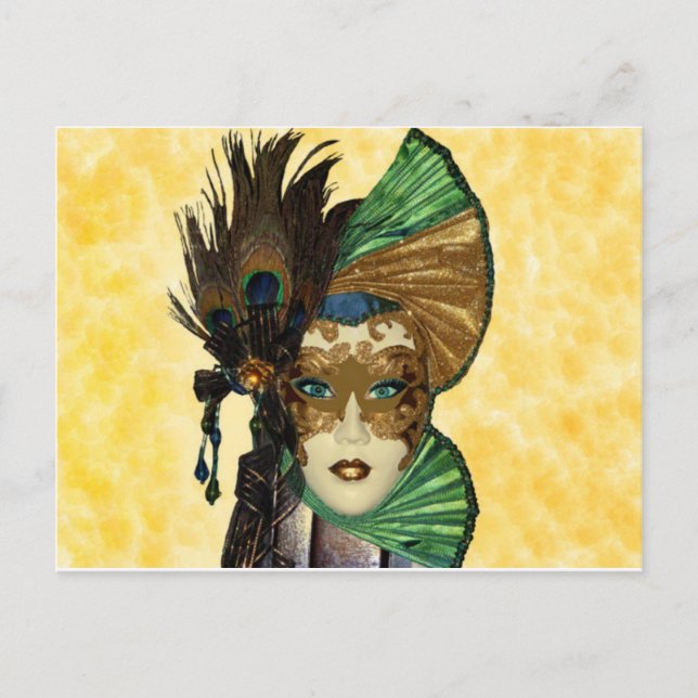 Cartão Postal Mulher Na Mascarada Art (Frente)