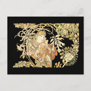 Cartão Postal Mulher nas videiras de Jasmine