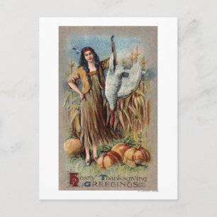 Cartão Postal Mulher Nativa Segurando Peru