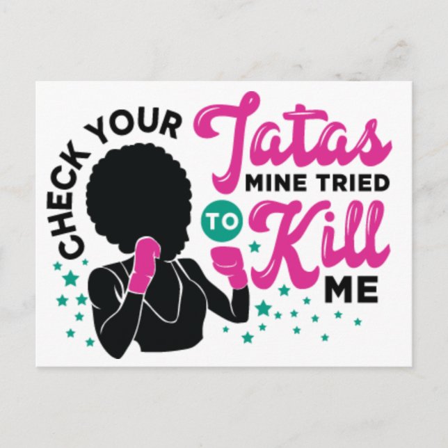 Cartão Postal Mulher negra cancer da mama sobrevivente da guerre (Frente)