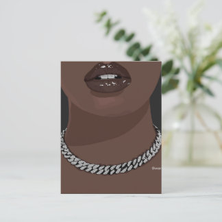 Cartão Postal Mulher negra estética com prata (joias) Grillz