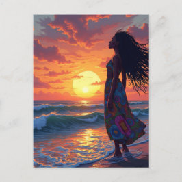 Cartão Postal Mulher negra na praia
