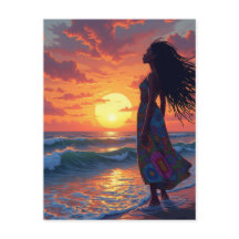 Mulher negra na praia